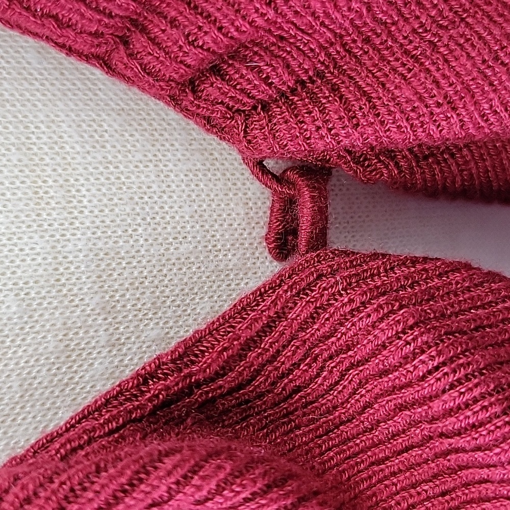 Elie Tahari Silk/ Cashmere Ruffle Front Cardigan Cranberry Size XS - Picture 7 of 11